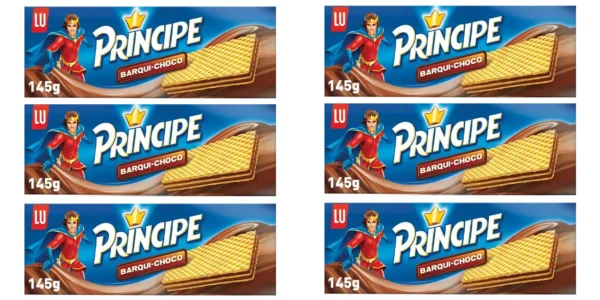 Pack 6x paquete de galletas de barquillo Príncipe Barqui-Choco