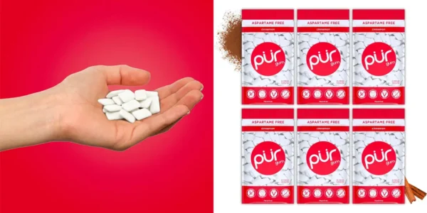 Pack 6 paquetes de chicles PUR Gum Canela