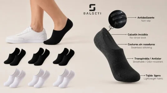 Pack de 6 pares de calcetines invisibles Balseti para hombre y mujer, perfectos para verano