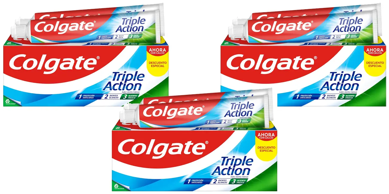 Pack 6x pasta de dientes Colgate Triple Acción de 75 ml