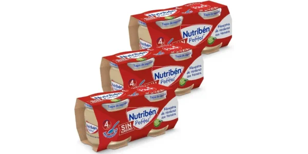 Pack de 6 potitos Nutribén menestra de verduras con ternera