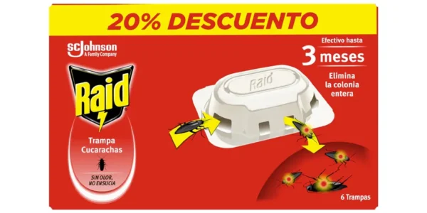 Pack de 6 trampas anticucarachas Raid