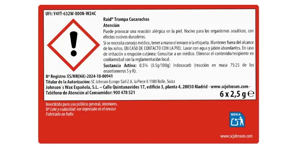 Pack de 6 trampas anticucarachas Raid