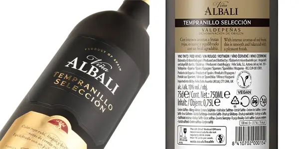 Pack de 6 botellas de vino tinto Viña Albali Tempranillo Selección