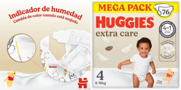 Pack de 76 pañales Huggies Extra Care para bebés