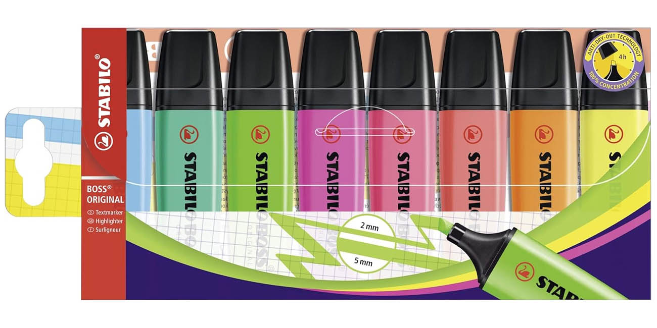 Set Stabilo Boss de 8 marcadores fluorescentes