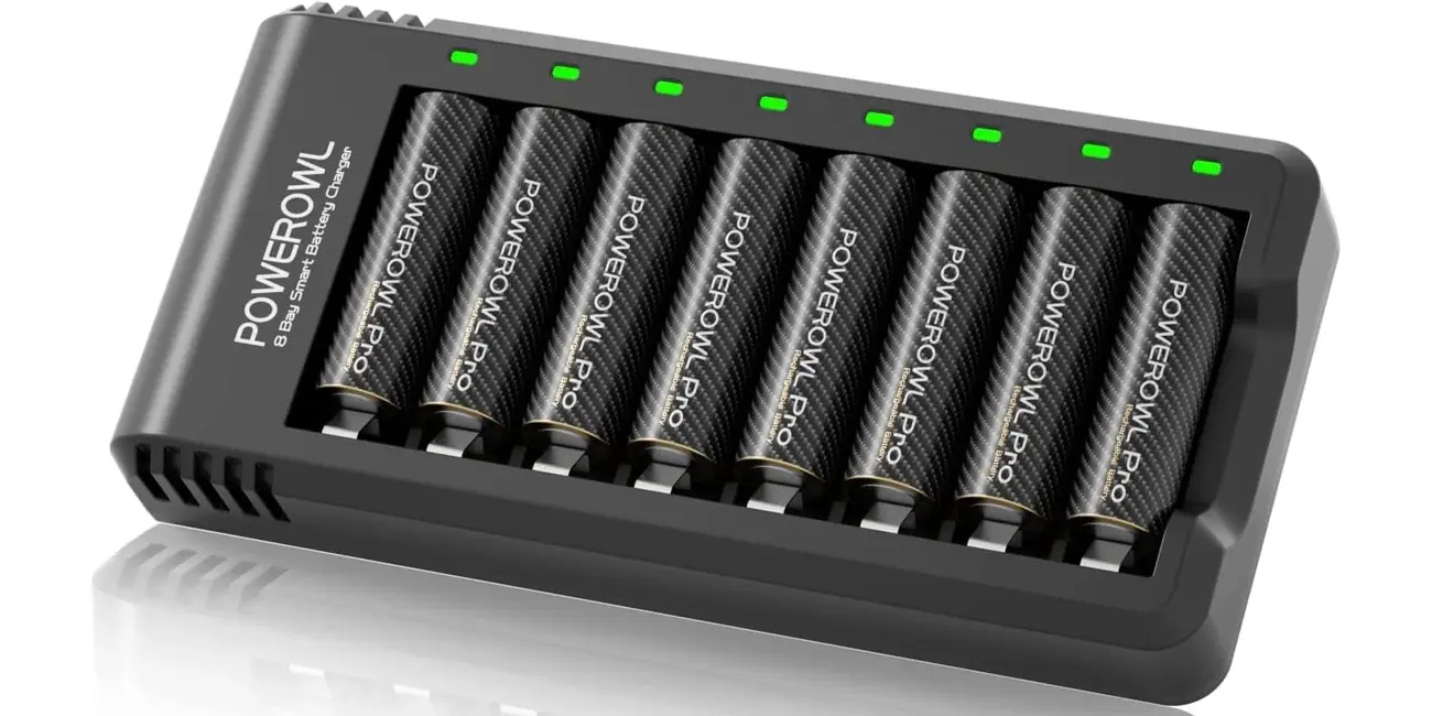 Pack de 8x pila recargable POWEROWL AA Pro + Cargador