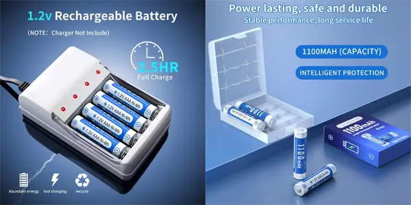 Pack de 8 pilas recargables AAA MAOMAOCON de 1.100 mAh