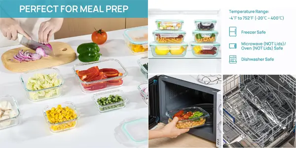 Pack 8x pack 8x recipientes de cristal Vtopmart para cocina