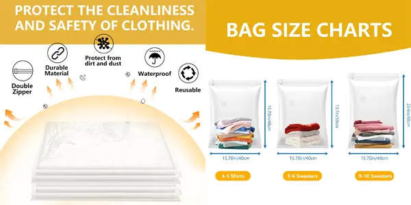 Pack de 9 bolsas al vacío LOVPIS para ropa