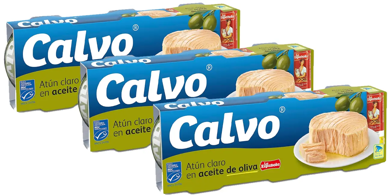 Pack 9x lata de atún claro Calvo en aceite de oliva La Española