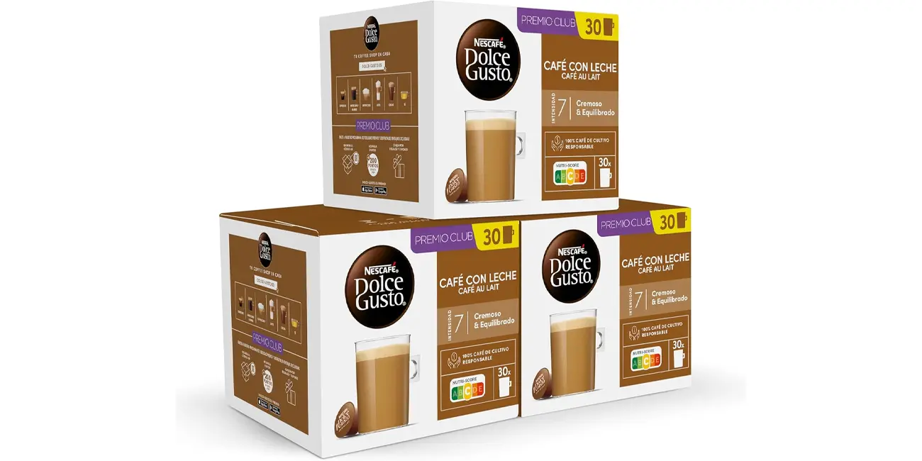 Pack x90 cápsulas Café con leche Nescafé Dolce Gusto