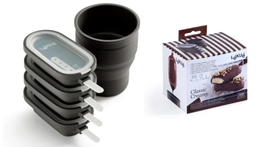pack Lékué con 4 moldes de helado Creamy + recipiente de silicona