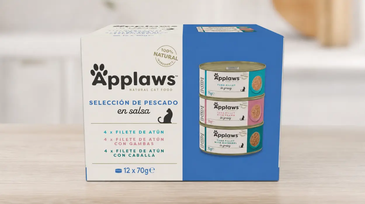 Pack x12 comida húmeda Applaws para gatos adultos, selección de pescado en salsa de 70 g