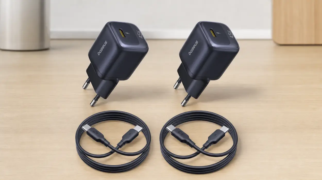 Pack x2 cargadores Baseus USB-C de 45 W GaN con cable de 1 m
