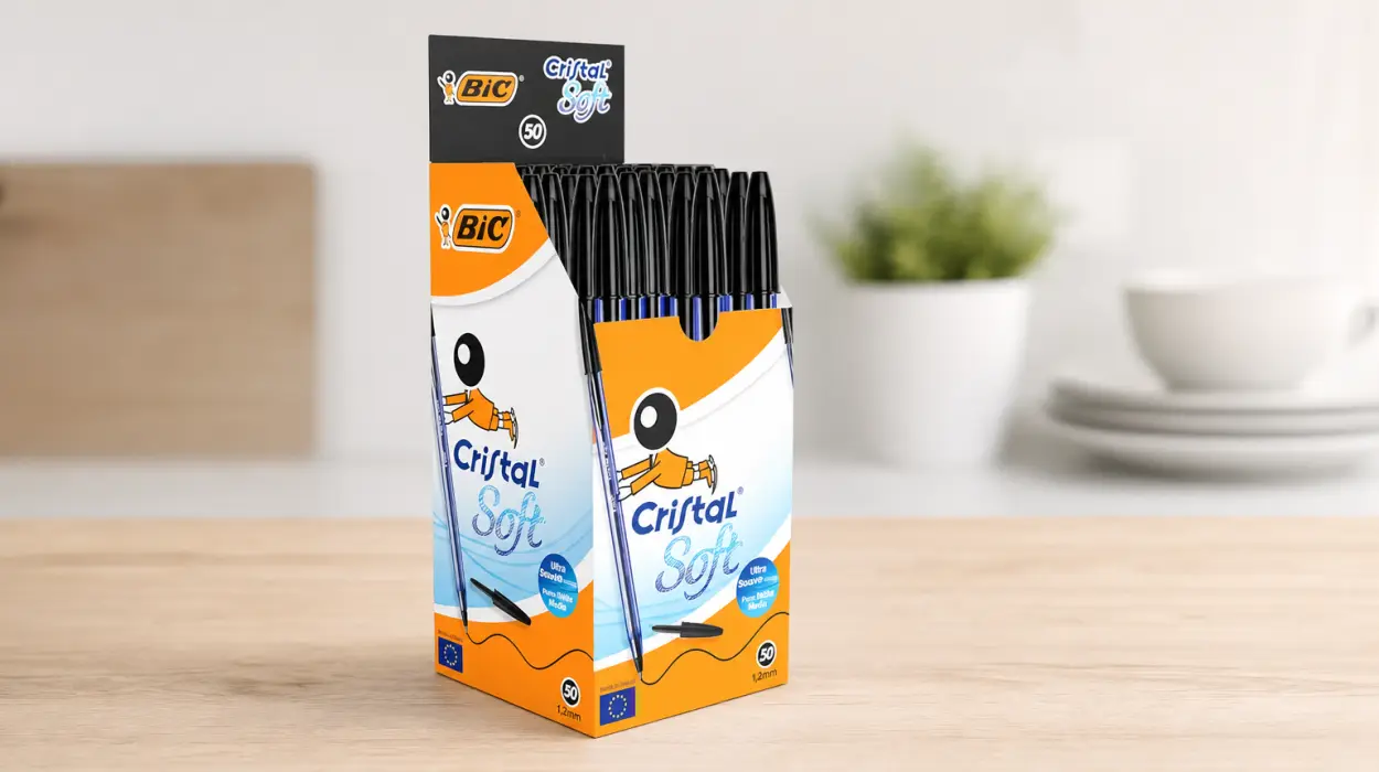 Pack x50 bolígrafos BIC Cristal Soft de punta media y tinta negra