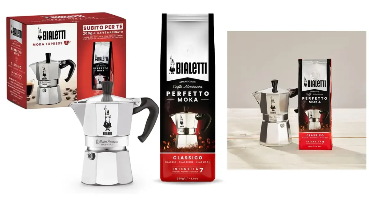 Preciazo: Pide ya tu pack de cafetera italiana Bialetti de 3 tazas + café Bialetti Perfetto Moka y disfruta a lo grande