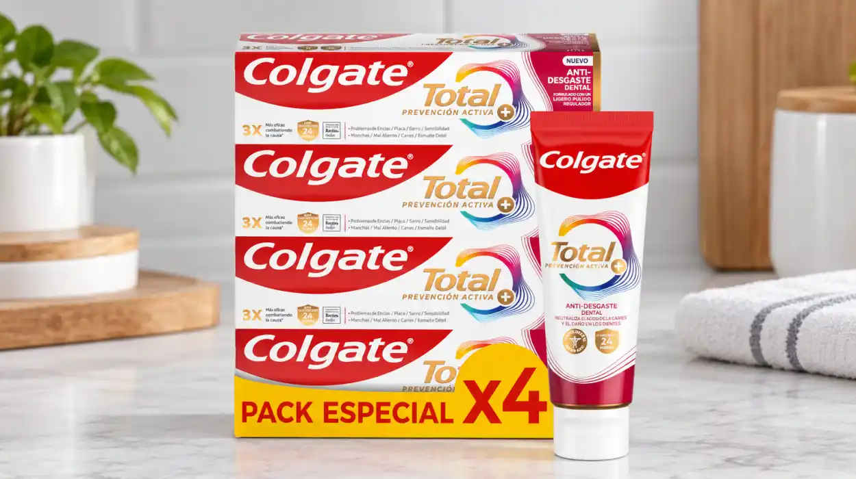 Pack x4 pasta de dientes Colgate Total Prevención Activa +Anti Desgaste Dental de 75 ml