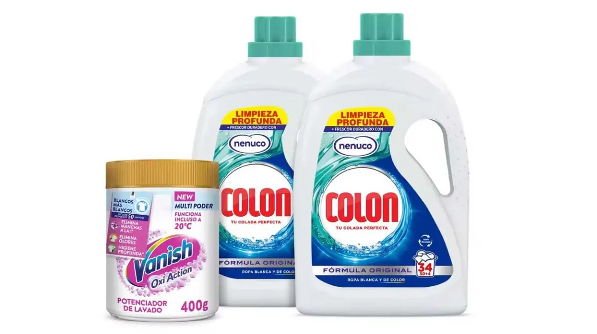 Pack de detergente líquido Colon Nenuco 64 lavados + Vanish Oxi Action Ropa Blanca