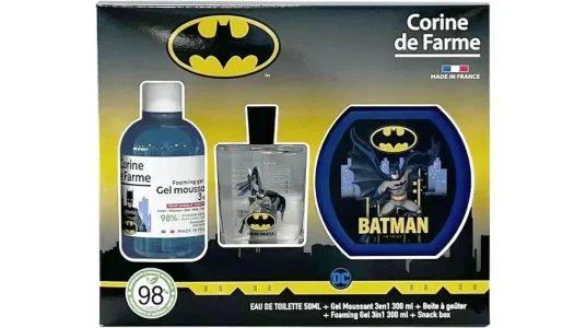 Pack colonia Batman EDT 50 ml + Espuma de Baño 300 ml + Caja de merienda