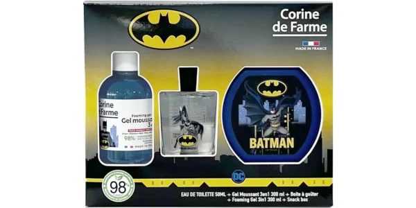 Pack colonia Batman EDT 50 ml + Espuma de Baño 300 ml + Caja de merienda