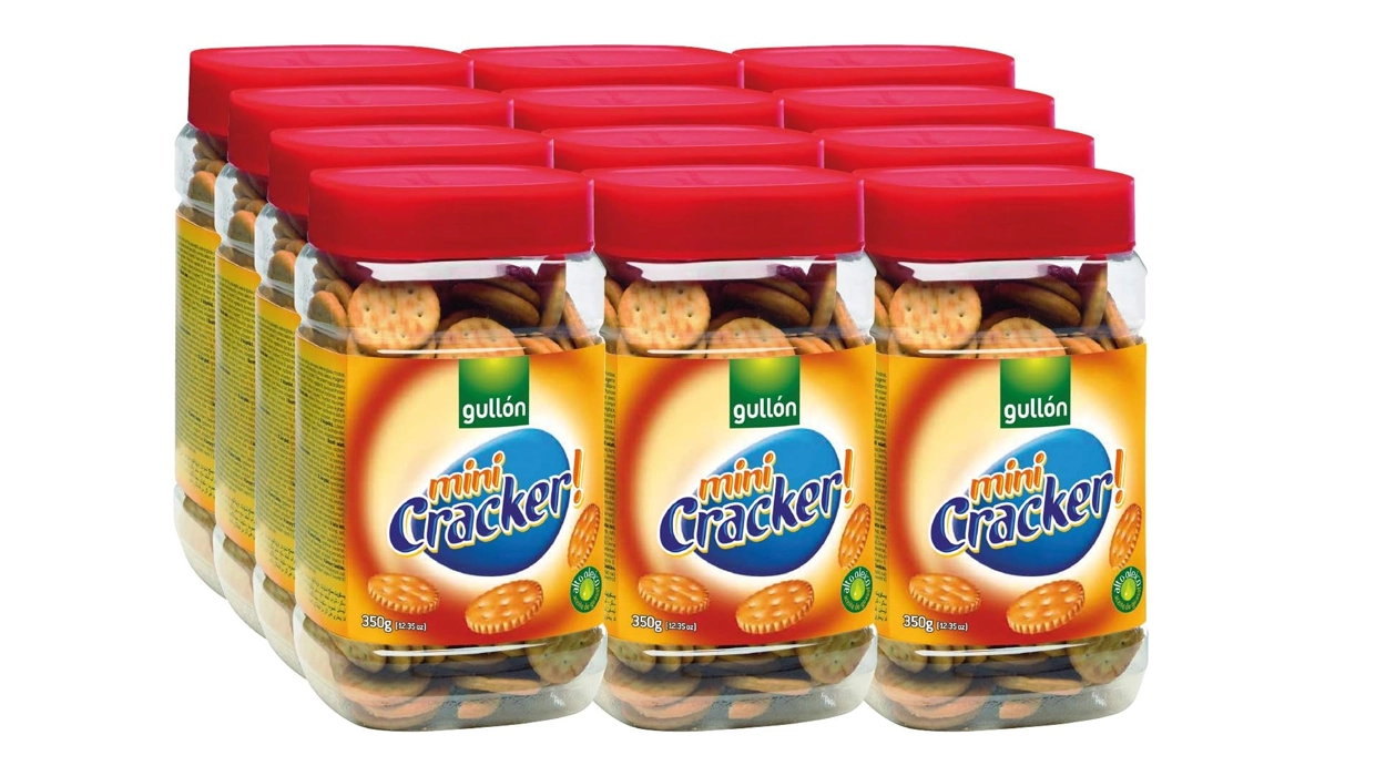 pack de 12 paquetes de galletas saladas Gullón Mini Cracker de 350 g