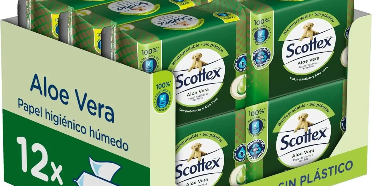 Pack de 12 paquetes de papel higiénico Scottex con aloe vera (792 toallitas)