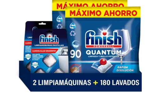 pack de 180 pastillas de lavavajillas Finish Ultimate + 6 pastillas limpiamáquinas Finish
