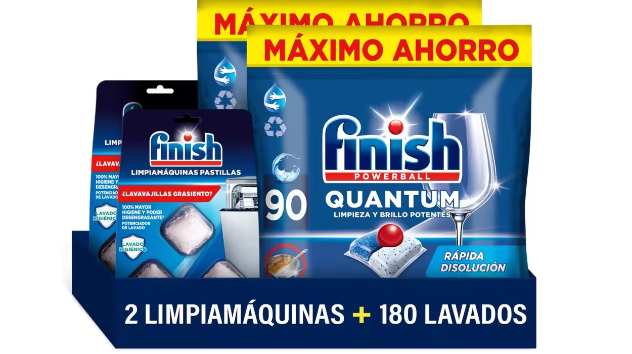 pack de 180 pastillas de lavavajillas Finish Ultimate + 6 pastillas limpiamáquinas Finish