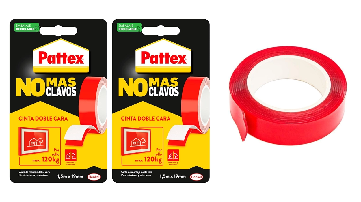 pack de 2 cintas adhesivas extrafuertes Pattex No Más Clavos