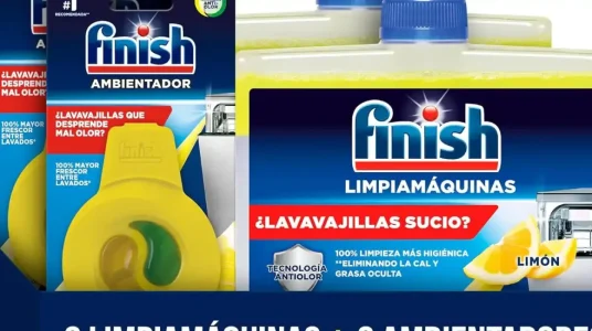 Chollo Pack de 2 Finish Limpiamáquinas + 2 ambientador Finish Limón para lavavajillas