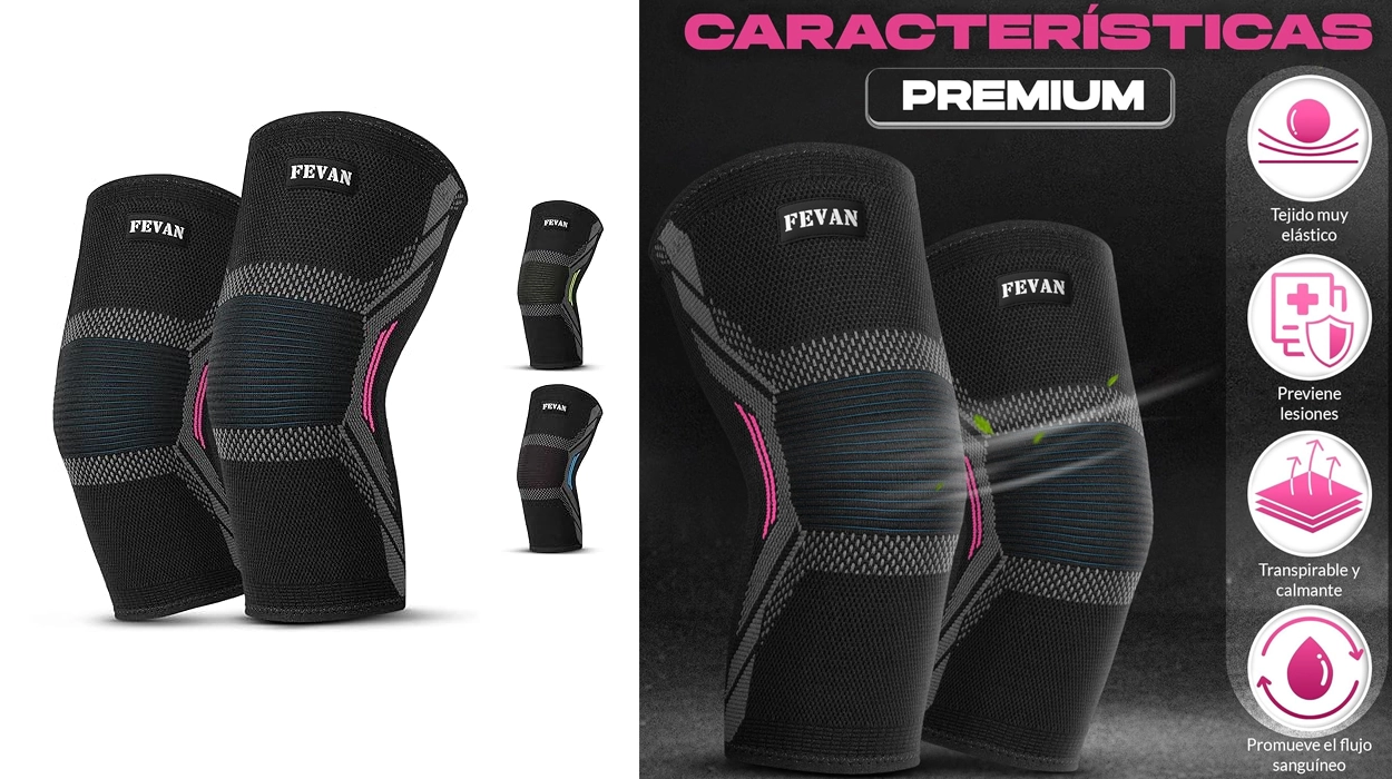 pack de 2 rodilleras de compresión Fevan para menisco y ligamento