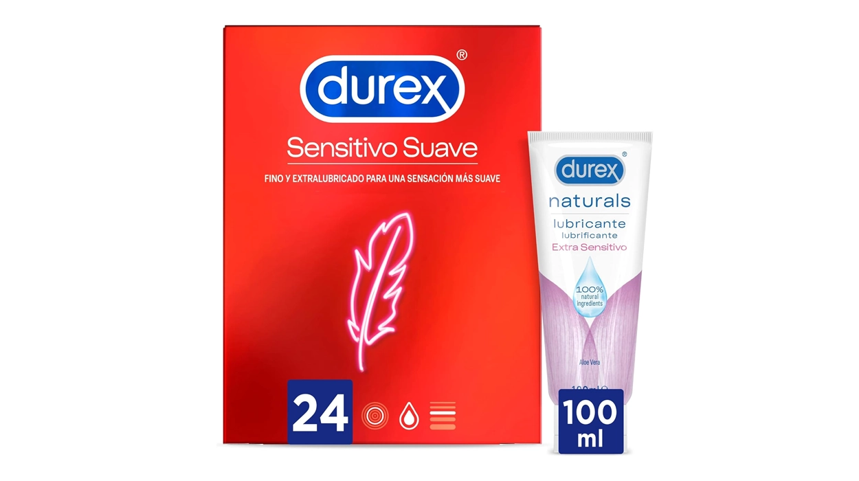 pack de 24 preservativos Durex Sensitivo Suave + tubo de lubricante Extra Sensitivo Durex Naturals