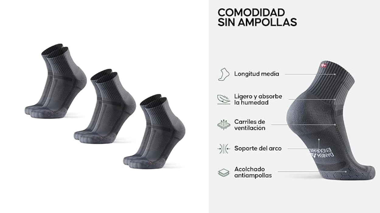 pack de 3 pares de calcetines de running Danish Endurance unisex