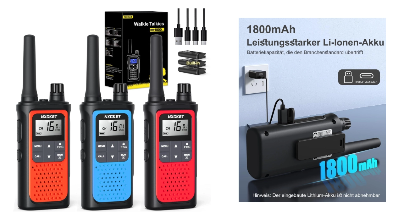 pack de 3 walkie talkies recargables NXGKET