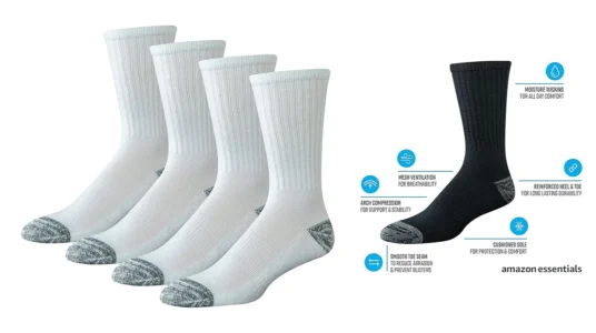 pack de 4 pares de calcetines de algodón de alto rendimiento Amazon Essentials para hombre