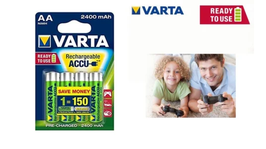 pack de 4 pilas recargables AA VARTA Recharge Accu Power de 2400 mAh Ni-MH precargadas