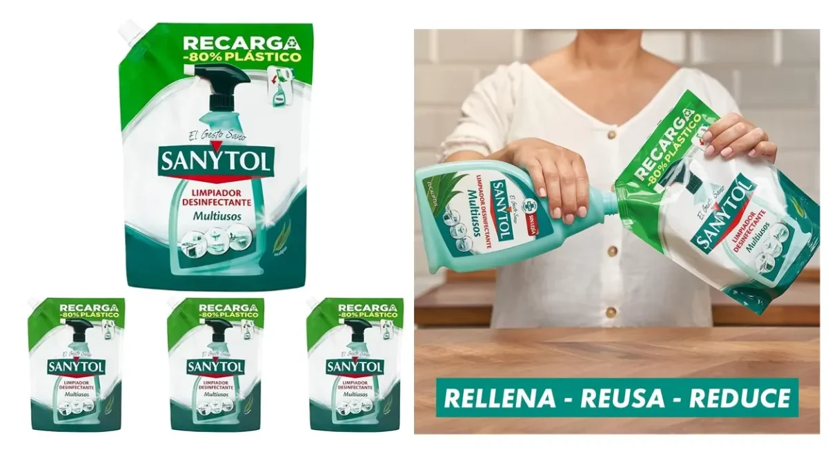 Pack de 4 recargas Sanytol Limpiador Desinfectante Multiusos Eucaliptus 750 ml