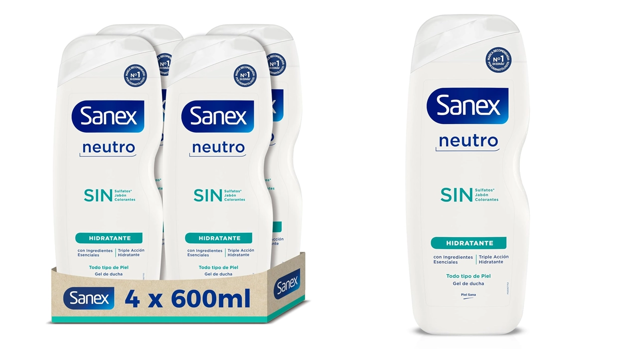 pack de 6 botes de gel de ducha Sanex Neutro Hidratante