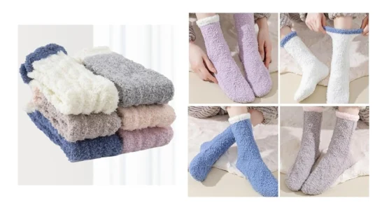 pack de 6 pares de calcetines peludos de felpa suave y calentita para mujer