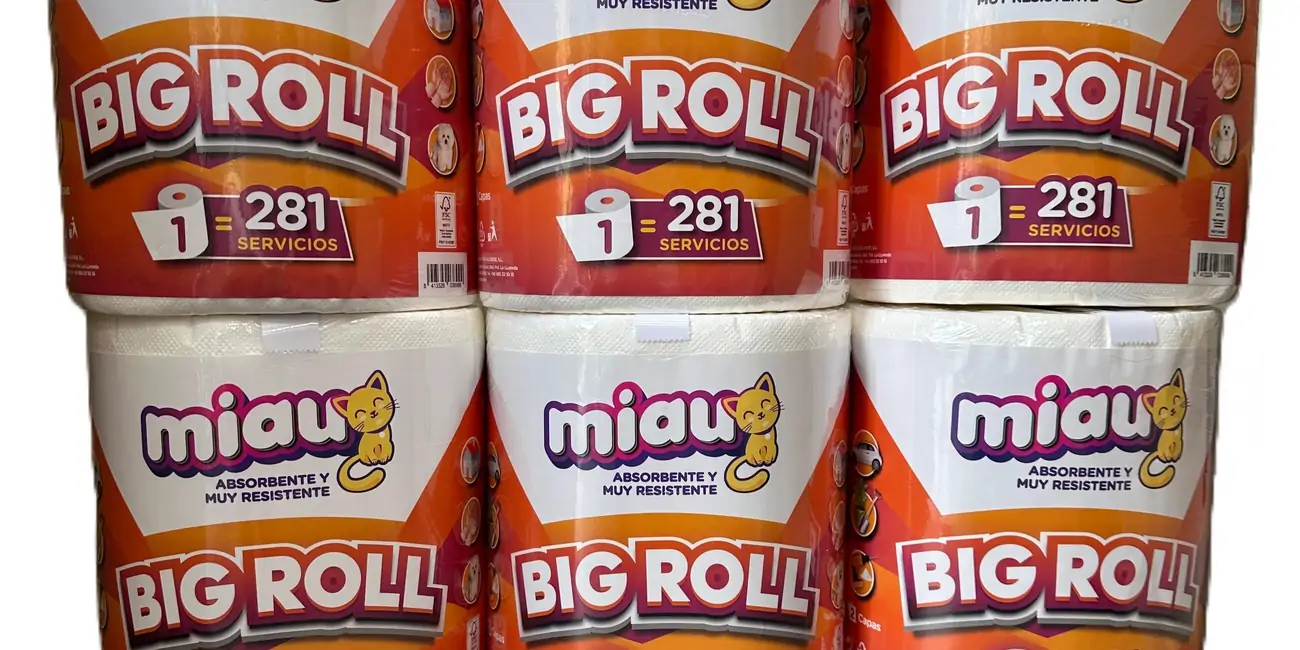 Pack de 6 rollos de papel multiusos Miau Big Roll de 2 capas