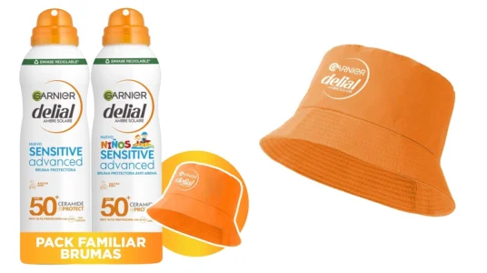 pack de brumas solares Garnier Delial con gorro de regalo