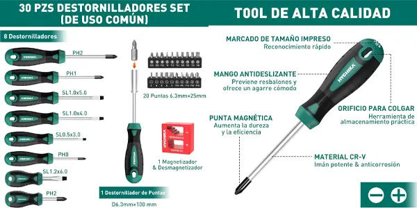 Set de destornilladores HYCHIKA de 30 piezas