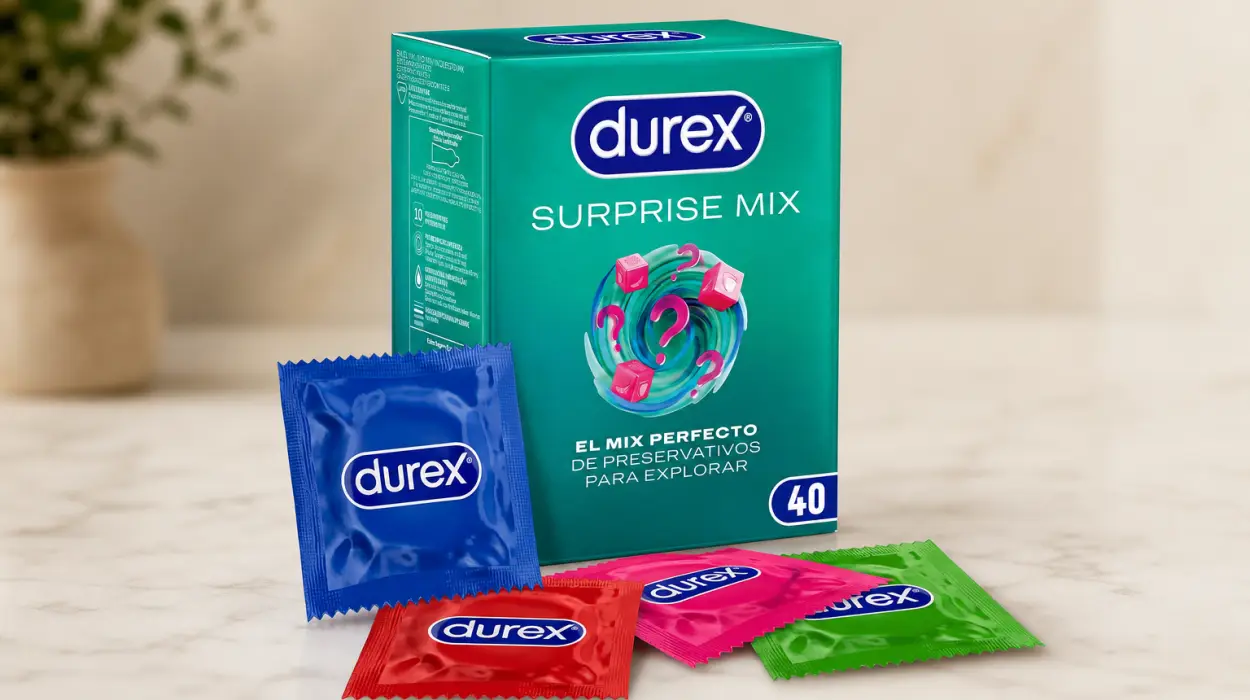 Pack de 40 preservativos Durex Surprise Mix con formas y texturas variadas