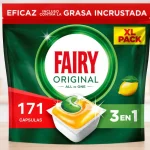 Cápsulas Fairy Original Todo En Uno para lavavajillas, pack de 171 unidades con aroma a limón