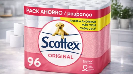 Pack Familiar 96 Rollos Scottex Papel Higiénico Original (6 x 16) Suave y Resistente