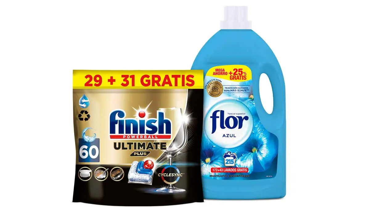 Pack Finish Ultimate Plus + Suavizante Flor Azul barato