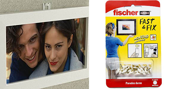 fischer - Cuelga fácil fija cuadros para colgar cuadros sin agujeros, 12  uds, Color Blanco