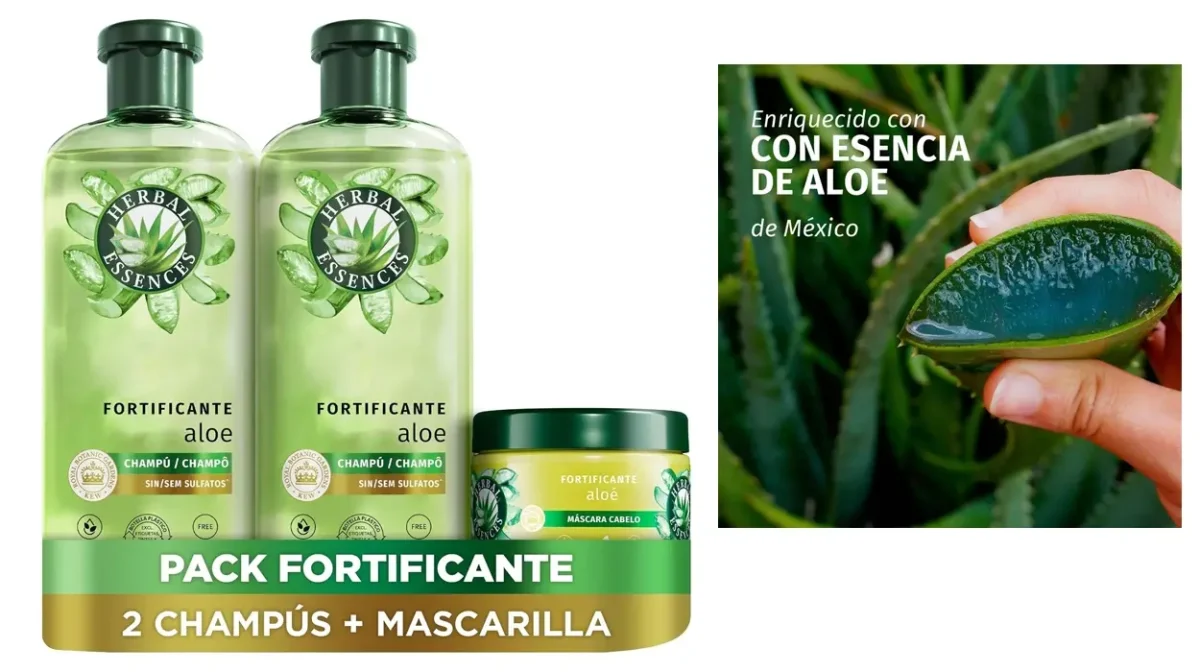Pack fortificante Herbal Essences (2 champú 350 ml + mascarilla 500 ml)