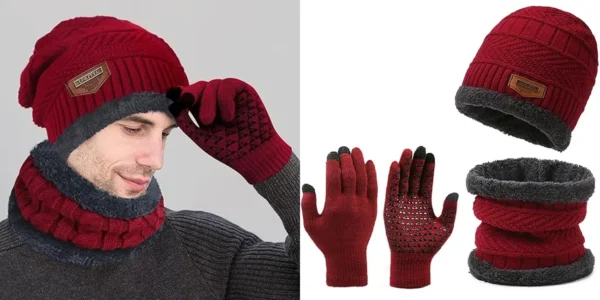 Conjunto polar de gorro, graba de cuello y guantes